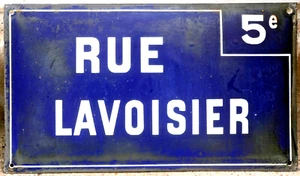 Large old vintage French enamel street sign plaque Rue Lavoisier C18 chemist - Picture 1 of 1
