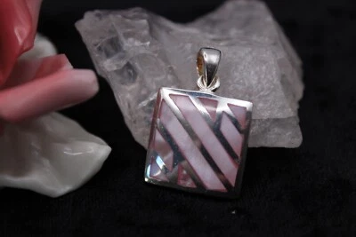 Anhänger Silberanhänger Silber 925 Sterlingsilber mit rosa Perlmutt geometrisch - Bild 1 von 2