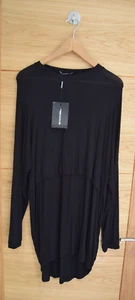 PRETTYLITTLETHING SCHWARZ HI LO LANGARM JERSEYKLEID GRÖßE UK 12 A1 - Bild 1 von 5