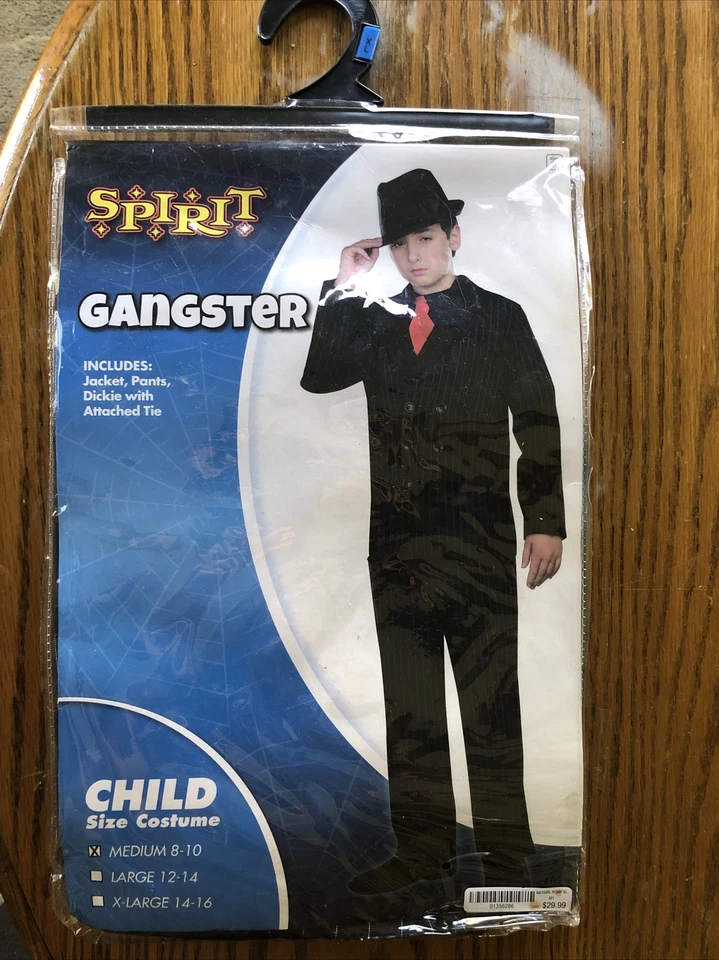 Spirit GANGSTER Mafioso 3 piezas DISFRAZ HALLOWEEN Chaqueta/Pantalones/Corbata Dickie M 8-10 Foto 1 de 4