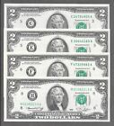 1976 C + E + F + H - ( 4 ) $2 UNC Green Seal Notes