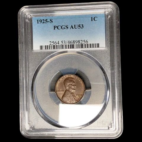 1925 S PCGS AU-53 Lincoln Cent Wheat Penny  RT W0108 Cover