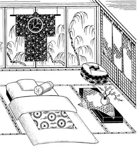 Folkwear #305 Ein japanisches Interieur Bodenkissen Vorhänge Schnittmuster nur - Bild 1 von 3