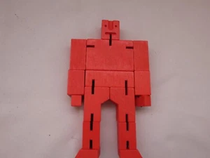 Cubebot Wooden Cube Robot Twist Toy Puzzle Game Areaware Hot Pink Very Nice - Picture 1 of 3
