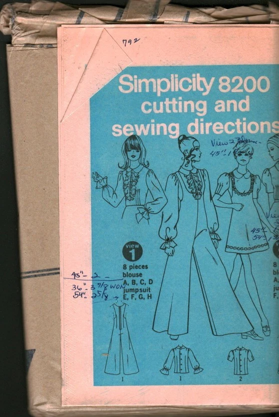 8200 Vintage Simplicity SEWING Pattern Misses 1960s Blouse Jumpsuit Jumper UNCUT - Image 1 of 1