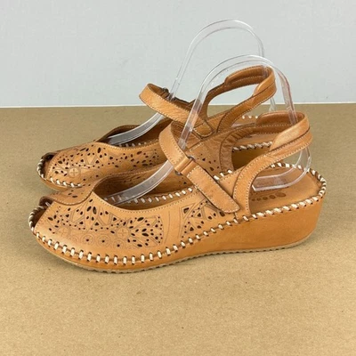 Spring Step Santonio Leather Wedge Sandals Womens 9.5/10 EU 41 Tan Slingback - Image 1 of 4