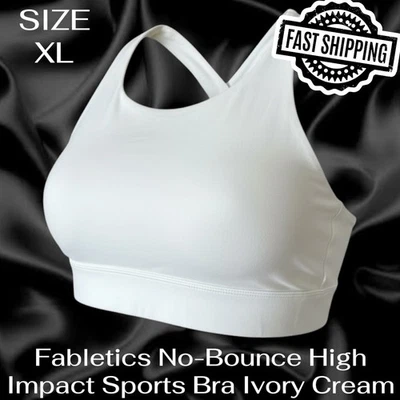 Fabletics No-Bounce High Impact Sports Bra Ivory Cream Size XL FAST SHIPPING - Image 1 of 4