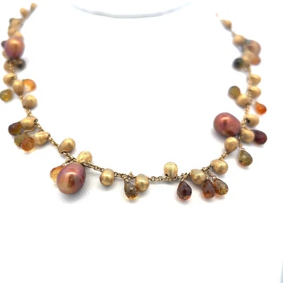 Marco Bicego 5.8-4.3mm Briolette Citrine 18 Karat Yellow Gold Link Necklace - Image 1 of 4