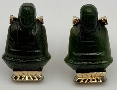 Juego de gemelos Swank Jade Dynasty Buda tono dorado Foto 1 de 4