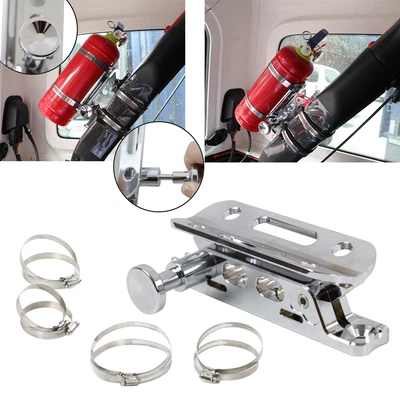 Chrome Fire Extinguisher Holder Mount Bracket W/ 8 Clamps For Jeep Wrangler UTV — 第 1/4 张图片
