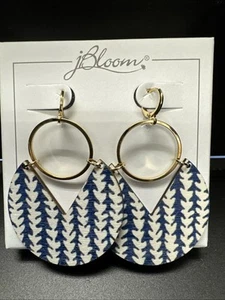 JBloom Design Fashion Trendy Jewelry Eira Blue White Drop Dangle Earrings - Picture 1 of 4