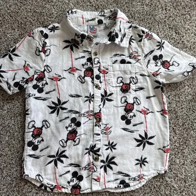 Camisa de algodón abotonada Mickey Mouse de comida chatarra para niños talla S Foto 1 de 4