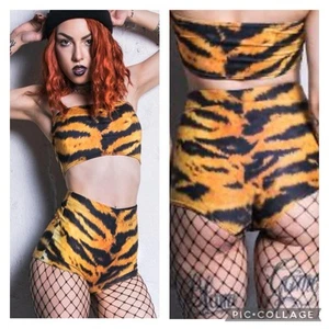 Pantaloncini da donna Devil Walking stampa tigre vita alta pole dance sfacciati taglia XL - Foto 1 di 8