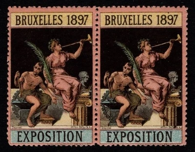 The 1897 Brussels International Exhibition - Poster Stamps, Pair MNH - Image 1 of 2