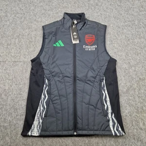 Arsenal Adidas Gilet Mens Medium Black Europen Winter Jacket Vest Bodywarmer NWT - Picture 1 of 10