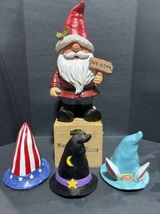 Skurrile Gartenzwerg Statue mit 4 saisonalen Hüten - Harz Dekor 10" - Bild 1 von 8