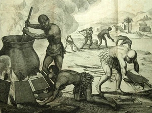 Voyage de Van der Aa de 1706 Préparation du manioc chez les Indiens du Brésil - Picture 1 of 2