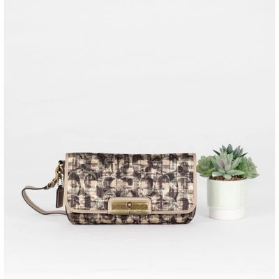 Coach Kristin Black/Beige Wristlet Foldover - Image 1 of 4