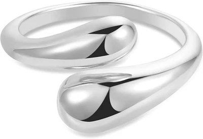 Anillo de geometría abierta para mujer, anillo ajustable para pulgar espiral torcido de oro amarillo de 14K_F Foto 1 de 4