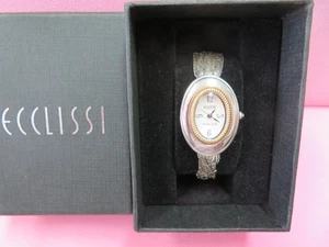 Ecclissi Sterling Silber Oval Gehäuse MOP Damenuhr mit Silber Liquid Band - Bild 1 von 13