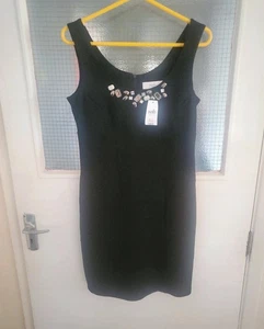 Abito smanicato nero nuovo Wallis Petite taglia 12 tubino matita mini bodycon party - Foto 1 di 9