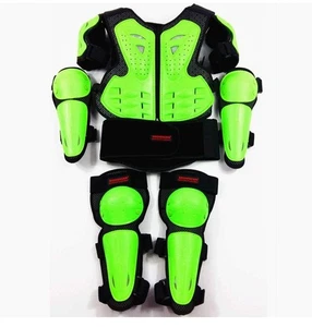 Kids Motorcycle Motocross Bike Chest Back Body Armour Protector Vest Kneepad Set - Picture 1 of 10