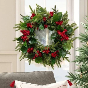 Artificial Christmas Wreath Garland Decor for Home Front Door Wall Hanging US * - Picture 1 of 13
