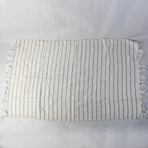 Unbranded White with Gray Stripes Woven Side Table Cover 20.5" x 33" - Picture 1 of 5