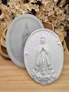 Unsere Liebe Frau vom Rosenkranz Fatima, oval, handgefertigte Silikonform zum Basteln - Bild 1 von 8