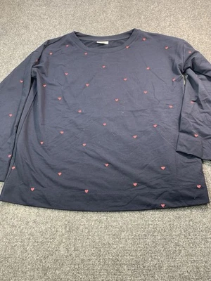 J Jill Shirt Womens Medium Blue Heart Print Long Sleeve Round Neck Outdoor - Image 1 of 4