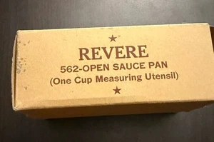 REVERE WARE #562 SALSA DE MANTEQUILLA Sartén Fondo de Cobre Taza Medida Con Caja Raro - Imagen 1 de 4