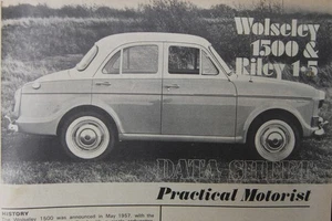 Original PRM 1970 extracted mag article: WOLSELEY 1500 & RILEY 1.5 data sheet - Picture 1 of 2