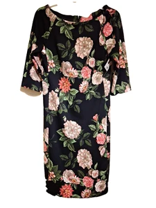Vestido Donna Morgan Floral Talla 10 Mujer Mangas 3/4 Midi Vintage - Imagen 1 de 9