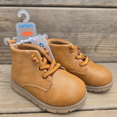 NWT Carter's Toddler Boys Kyrie Boots Tan Size 4 Soft Soles For Learning To Walk - Image 1 of 4
