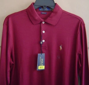 NUEVO CON ETIQUETAS $110 POLO RALPH LAUREN Hombres S CAMISA CALCE CLÁSICO TACTO SUAVE Rojo Borgoña Vino - Imagen 1 de 2