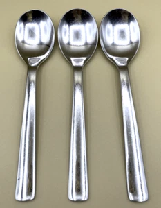 3x Gingko HELMICK WELCH MERIT SATIN Oval Place Soup Spoon 7" 18/10 Stainless - Picture 1 of 11