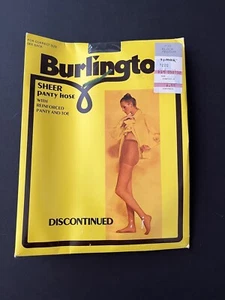 Vintage Burlington Sheer Pantyhose Reinforced Panty & Toe, Black Sz Medium NOS - Picture 1 of 3