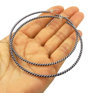Large 925 Sterling Silver Twisted Circle Hoop Earrings - Picture 1 of 5