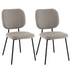 2pcs  Modern Fabric Dining Chairs Padded Kitchen Armless Accent Chair Grey