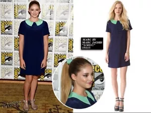 Marc By Marc Jacobs Dress Size 2 Blue Green Silk Peter Pan Collar Mini - Picture 1 of 9