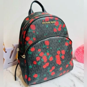 EUC Michael Kors Abbey Medium MK Logo & Floral Print Backpack - Picture 1 of 16