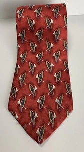 Zylos Gold George Machado 100% Sold Red Abstract Tie - Picture 1 of 3
