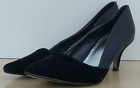 M&S Per Una Black Satin Velvet Slim Heel Court Shoes Size UK 5.5 EU 39 Wider Fit
