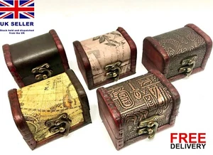 Wooden Boxes Colonial Rustic Style Trunk Treasure Chest Vintage Storage Box - Picture 1 of 34