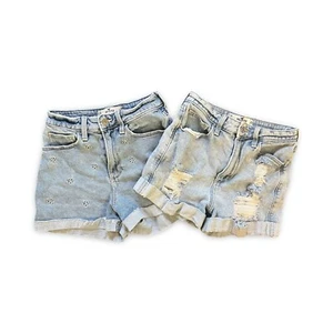 Hollister Paket 2 Junior Damen Denim Jeans Shorts Größe 1 Taille 25 - Bild 1 von 10