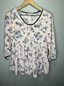 NEW! Womens Entro Pink Floral Tiered Ruffle Cottagecore Boho Prairie Size Small - Picture 1 of 5