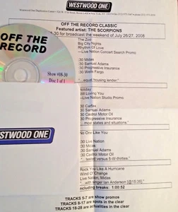 RADIOSHOW: OFF THE RECORD KLASSISCH 7/26/08 SCORPIONS SPECIAL mit 11 INTERVIEWS - Bild 1 von 1