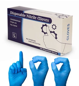 100pcs Blue Disposable Nitrile Gloves For Medical,Laboratory,Examination,Food, L - Picture 1 of 14
