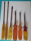 Lot Of 6 Different Vintage Yellow Handle Screwdrivers Flathead~One Dunlap~Usa