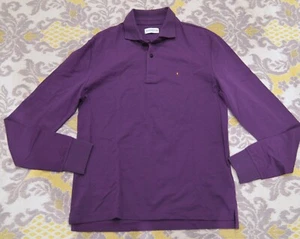 LN! Ballantyne purple LS polo cotton shirt Men's S SMALL Made in Italy - Picture 1 of 2